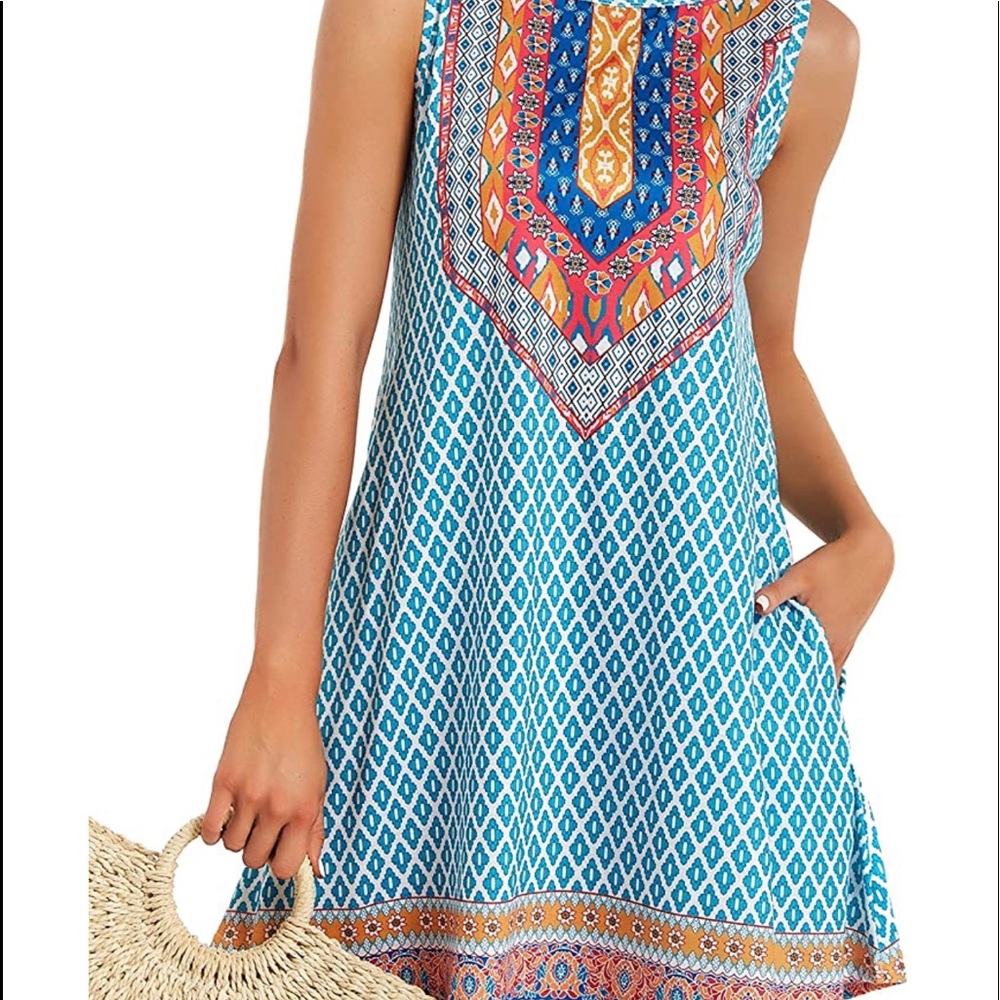 Women’s BOHO Summer Tank top Pocket Dress